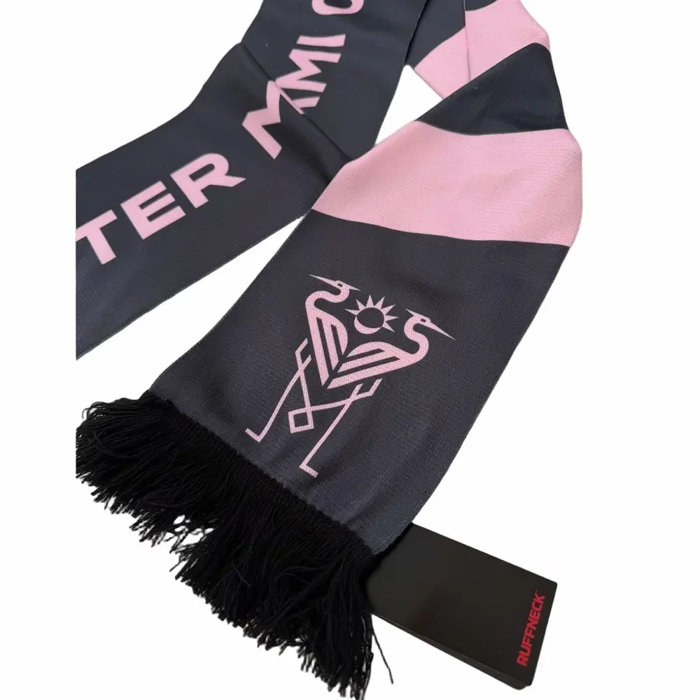 Ruffneck MLS Soccer Intermiami CF Scarf Dark Gray Pink Flamingo NEW 56”